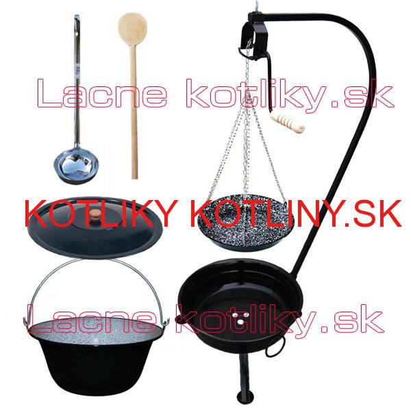 Smaltovaný kotlík 30 L (1,2 mm) + smaltovaná panvica + prenosné ohnisko